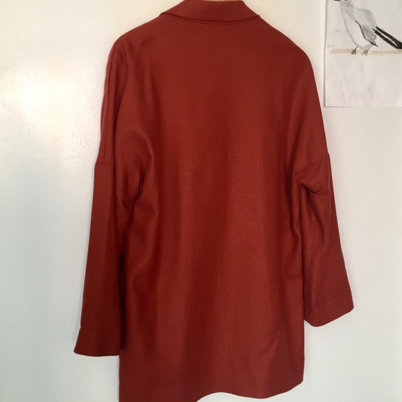 NWT H&M Linen-blend Jacket, Size US S, oversized, long-sleeve, rusty red - Picture 5 of 5